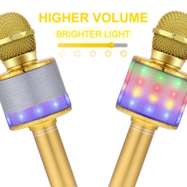 Fede Karaoke Microphone, Wireless Bluetooth Microphone for Children, Funny Gifts Toy for Teenagers Girls Boys, Portable KTV Speaker Recorder for Smartphone PC