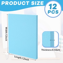 Frienda 12 Pcs Foam Board Bulk XPS Foam Sheet Panel for DIY Crafts Sculpture Modeling Floral Arrangements School Home Office Art(12" X 12" X 1/2",Blue)