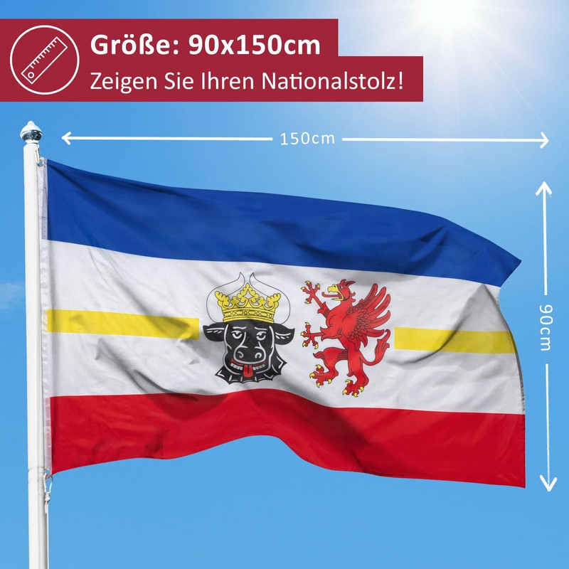 PHENO FLAGS Mecklenburg-Vorpommern Flag 90 x 150 cm - Weatherproof