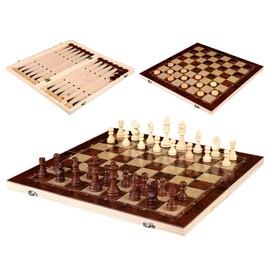 Wooden Chess Game Foldable Portable and Foldable Chess Board Set, 3-in-1 Chess Game High Quality, Chess Board Set Foldable for Party Family Activities, Travel Chess, Beginners, Chess Game