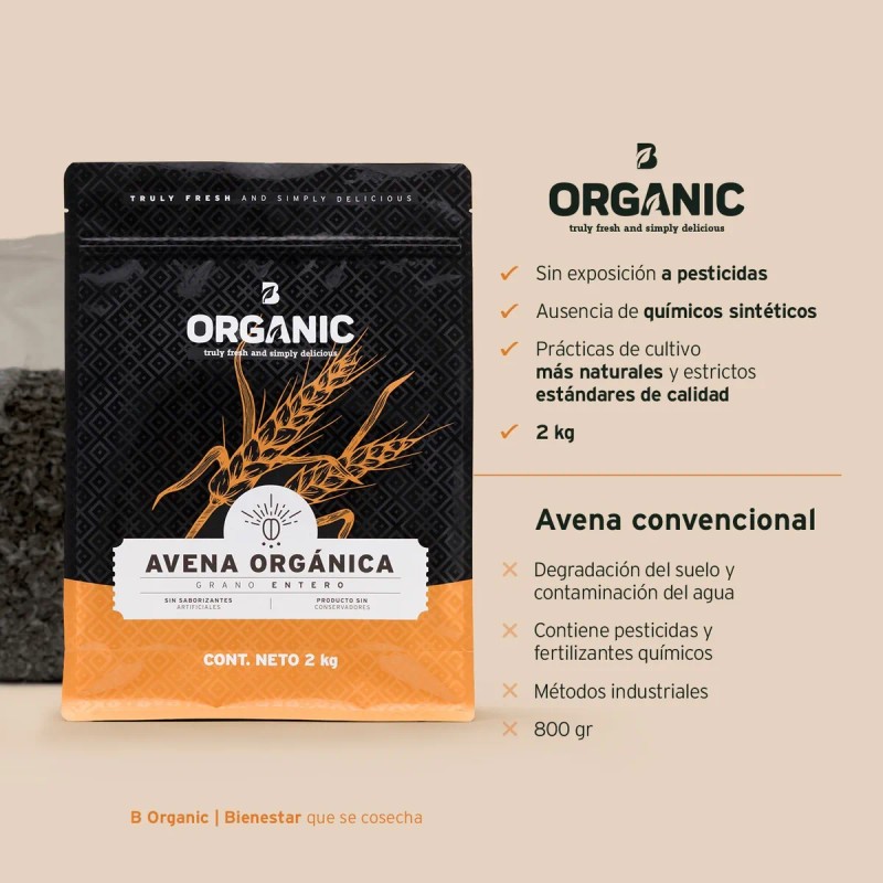 B-Life Avena Orgánica | 2kg | Libre de Gluten y