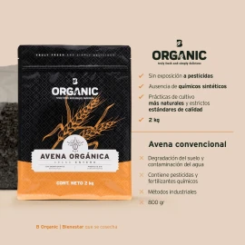 B-Life Avena Orgánica | 2kg | Libre de Gluten y Conservadores