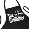 BILMASEE GRILLFATHER Baking Black Aprons for Men Chef Cooking Apron