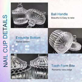 Dappen Dish for Acrylic Nails, Large Monomer Dish with Lid for Monomer Acrylic Nail Liquid, Clear Glass Cup for Acrylic Powder, Gel Polish, Acrylic Nail Brush Cleaner Holder, Nail Tech Must Haves. 3oz