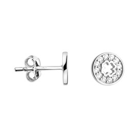 SOFIA MILANI - Women's Earrings 925 Silver with Zirconia Stones - Flower Circle Stud Earrings, Sterling Silver, Cubic Zirconia