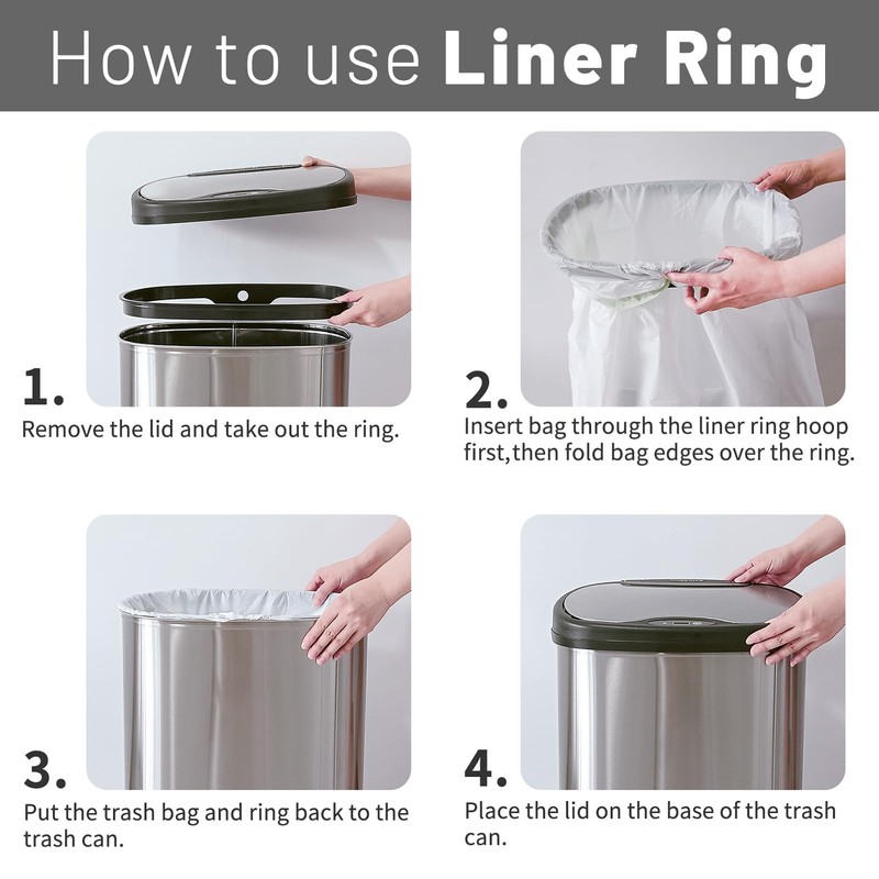 Ninestars Automatic Touchless Infrared Motion Sensor Trash Can, 13 Gal