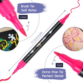 Fnooota 48 Colors Dual Tip Acrylic Paint Pens, Acrylic Paint Markers Set For Rock Painting, Wood, Ceramic, Canvas, Calligraphy,DIY Crafts Art Supplies