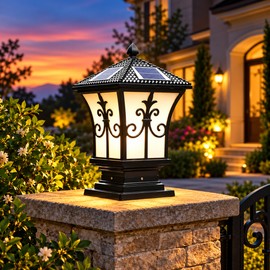3-Color Adjustable Waterproof Solar Lamp with Remote – Outdoor Garden, Gate, Post, and Pillar Light