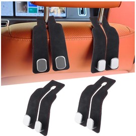 2Pcs Black Car Hooks for Headrest,2 in 1 Car Seat Back Storage Hook for Purses and Bags,Headrest Hooks Leather Purse Hook for Car
