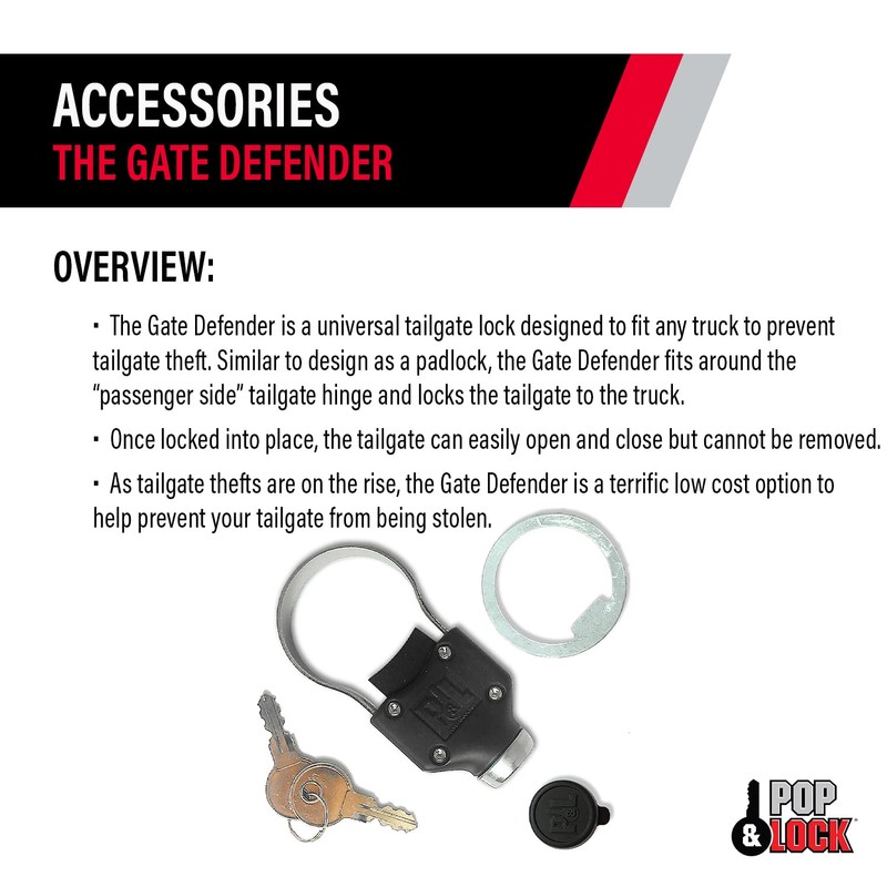 Pop & Lock Universal Black Tailgate Lock, Key Lock, PL9900,