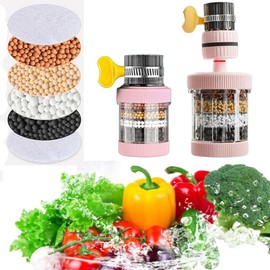 Water Filter Kitchen Tap Filtration Activated Carbon Clean Purifier 360° Rotatable Kitchen Bathroom Water Filter for Sink Faucet Chlorine Fluoride Heavy Metals Hard Water for Home Kitchen Bathroom