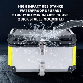 Myamis 65L Motorcycle Top Case Tail Box with Bracket and Backrest Motorcycle Hard Trunk 1.5mm Thick Aluminum Rear Luggage Storage Box