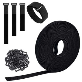 Velcro Cable Ties 32.8 ft (10 m) Wide 0.8 inches (2 cm) Buckles with 50 Pieces Velcro Fastening Bell, Binding Tape, Fastening Belt, Strong, Heat Resistant, Wire Organization, Freely Cut, Adjustable