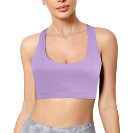 EILYEE Women High Impact Sports Bra Criss Cross Back Padded Bra Workout Fitness Sports Yoga Bras Color Taro Purple Size Medium