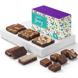 Fairytale Brownies Spring Treasure Medley Gourmet Chocolate Food Gift Basket - Full-Size, Snack-Size and Bite-Size Brownies - 12 Pieces - Item HR311SP