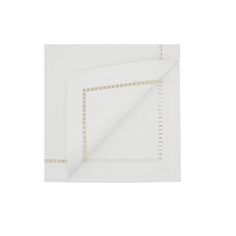 SARO LIFESTYLE Hadleigh Collection Laser-Cut Hemstitch Table Runner, 14" x