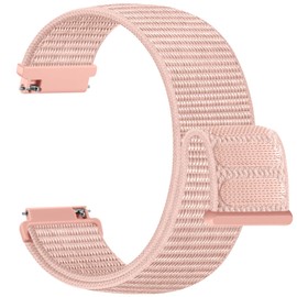 Upeak Nylon Watch Strap 18 mm Compatible with Garmin Venu 3S Venu 2S Vivoactive 4S Vivomove 3S, Sport Solo Loop Bracelet for Garmin Forerunner 255S 255S Music 265S, Pink