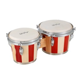 LeSage Bongo Drums for Adults 7" and 8" Wood Bongos Set Real Skin Drum Head with Tuning Key