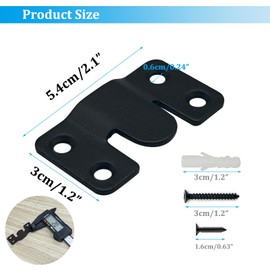 Gxeabg 12 PCS Interlocking Flush Mount Bracket, Picture Hanging Hooks, Z-Clips, Mountain Buckle with Screws, Black Stainless Steel Heavy Duty Photo Frame Hook for Hanging Headboards Picture Frames