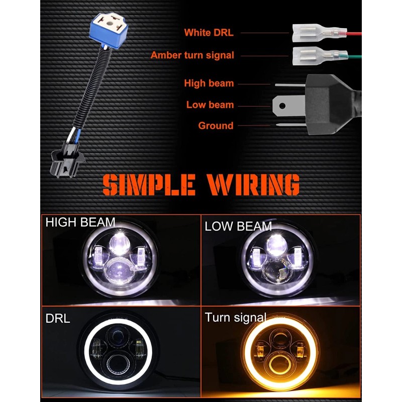 us- 2pcs Fit Mack R Series 7'' Inch Round LED