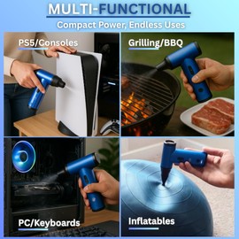 Electric Compressed Air Duster Blower Gun, Cordless Rechargeable Mini Blower 150000RPM Hand Held Blower for Keyboards, PC Cleaning Kit, Consoles, Grilling, Camping, Barber, Replace Canned Air