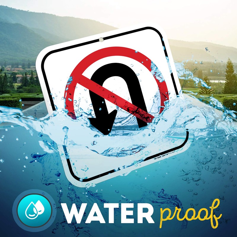 No U Turn Sign, 12" x 12" 0.40 Aluminum, Fade