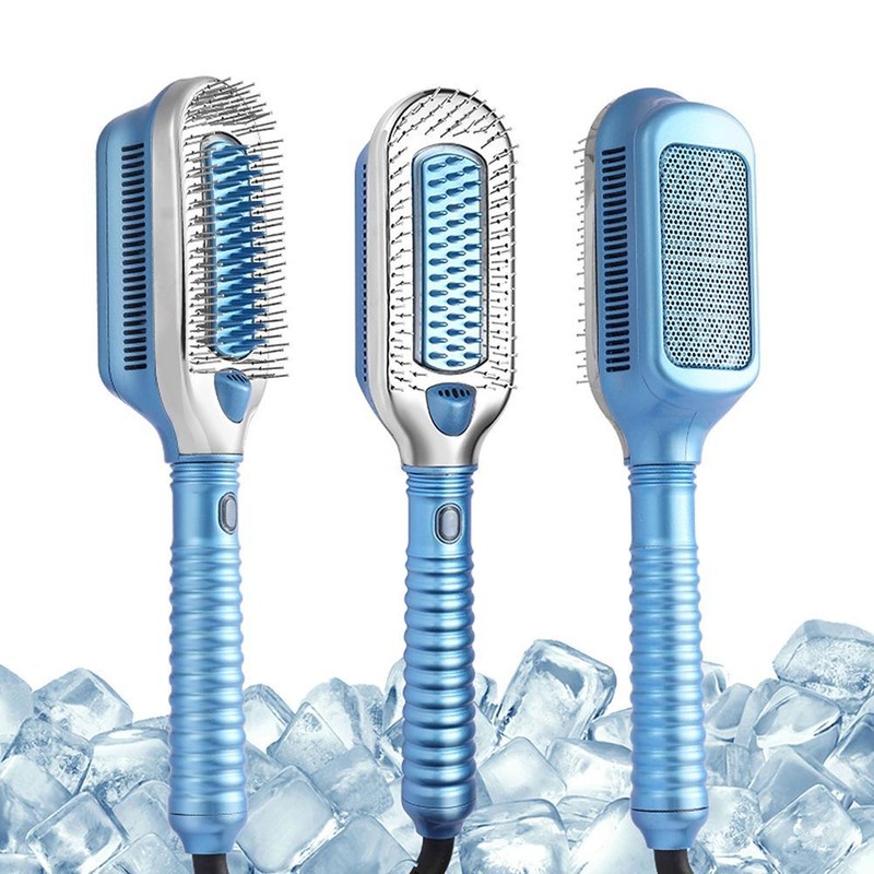 Hair Straightener Brush Ice Therapy Professional Negative Ion Cold Wind