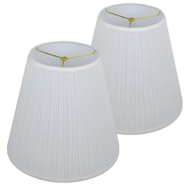 FenchelShades.com Set of 2 Lampshades 9" Top Diameter x 16" Bottom Diameter x 15" Slant Height with Washer (Spider) Attachment for Lamps with a Harp (Pleated Mushroom White)