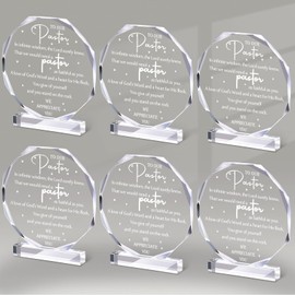 6 Pcs Pastor Appreciation Day Gifts for Men Thank You Gift Acrylic Keepsake Christian Plaque for Man of God Pastor Religious Church Tabletop Decor
