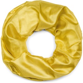 styleBREAKER Women's Loop Scarf Soft Flowing Silky Shiny Neckerchief Plain for Summer and Spring Tube Scarf Lightweight and Elegant, golden yellow, Unit size