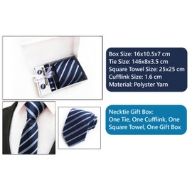 Ties for Men Set with Pocket Square Cufflink and Tie Clip, Necktie Handkerchief in Gift Box for Wedding and Business (with Gift Box) (Tie 02)