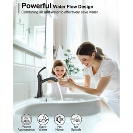 HEYMYTAP Brass One Hole Bathroom Faucet, 4 Inch Oil Rubbed Bronze Bathroom Faucets 3 Hole, Bathroom Sink Faucet Single Handle, Vanity Sink Faucet with Deck Plate, Pre-Installed Hoses, Pop-up Drain