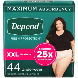 Depend Fresh Protection Incontinence Underwear for Women, XXL, 44 ct.