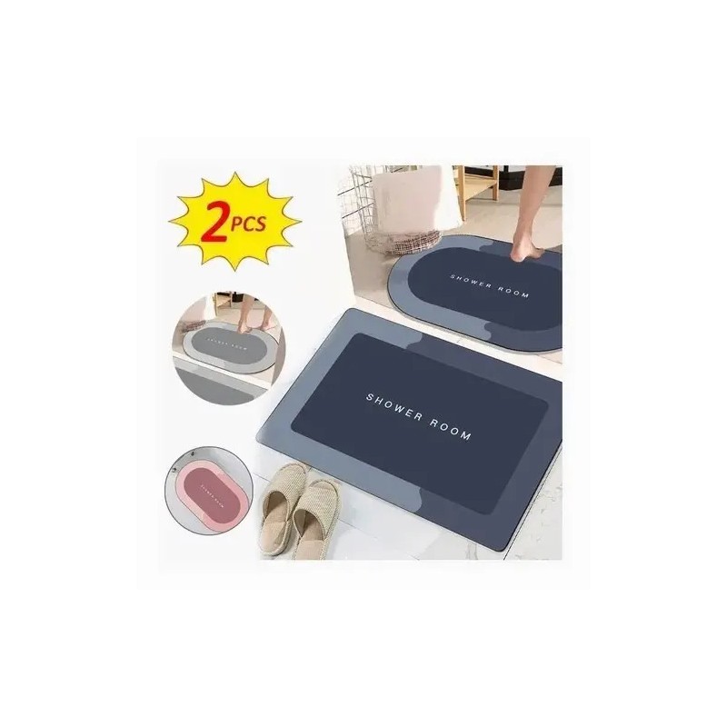 2pcs Tapete Baño Ultra Suave Alfombra Antidesliz Absorbente