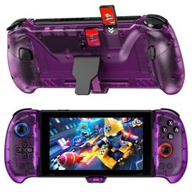 NexiGo Hall Effect Gripcon with Kickstand and HDMI Out for TV Docking, Hall Sensing Joystick for Switch/Switch OLED, Handheld Mode, 4K/1080P Supported HDMI and USB 3.0 Port, Purple