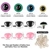 UHOMENY 67Pcs Glitter Plastic Safety Eyes and Noses, Colorful Round