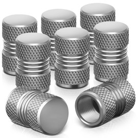 Auto Dynasty Tire Valve Stem Caps 8 Pieces Meshed Style Polished Aluminum Chrome Tire Universal Stem Covers for Cars, SUVs, Bike and Bicycle, Trucks, Motorcycles Silver