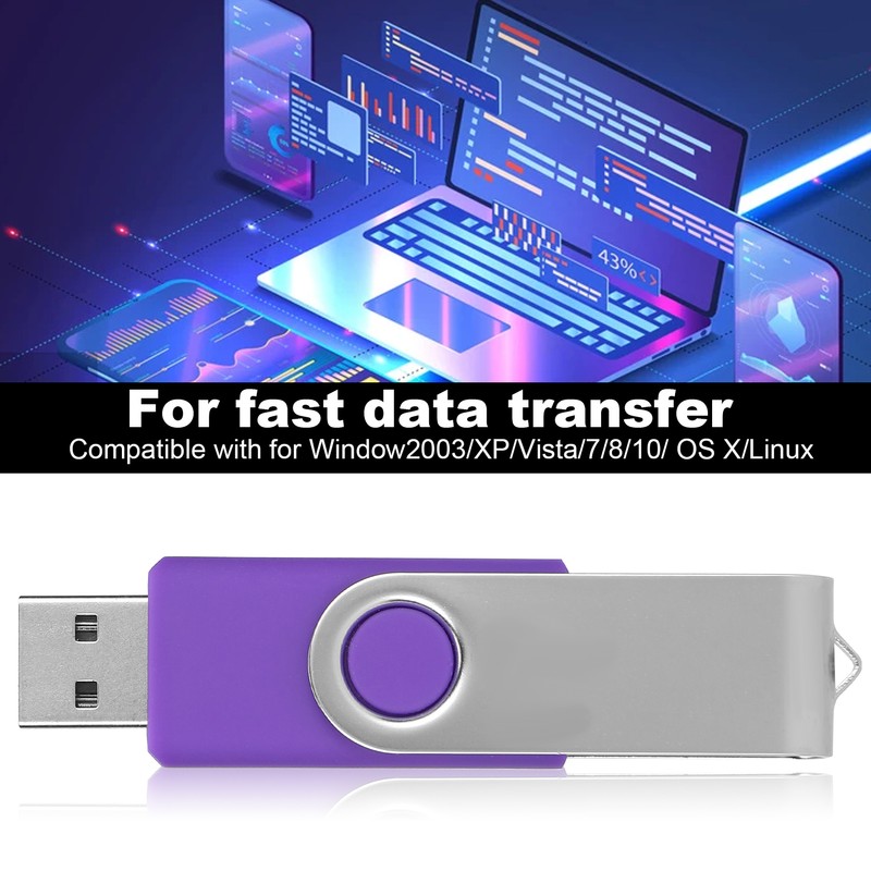 USB Flash Drive Candy Purple Rotatable Portable Storage Memory Stick