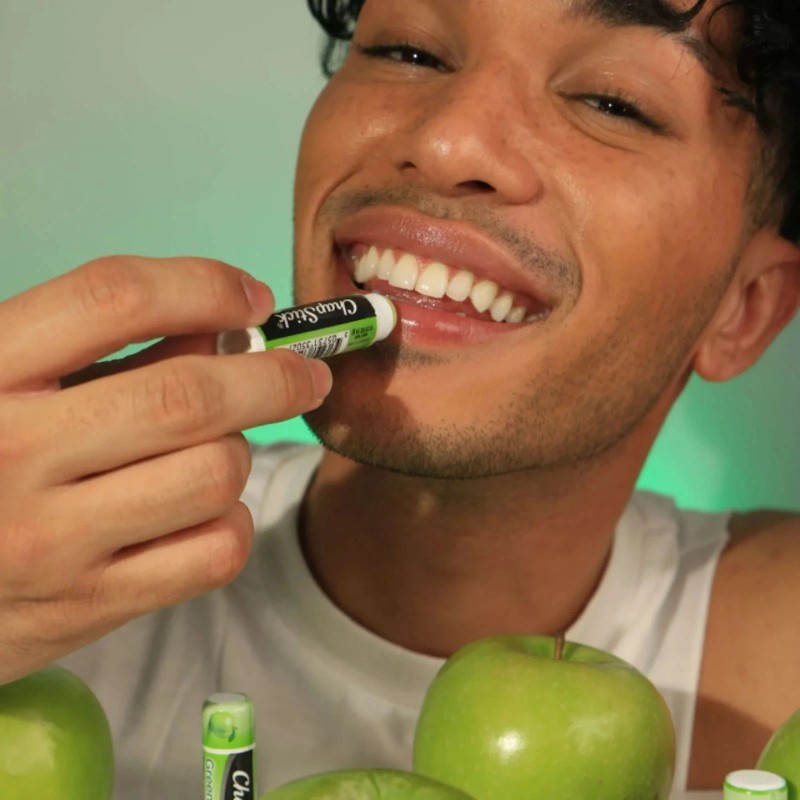 ChapStick Green Apple Flavored Lip Balm, Paraben Free, 0.15 oz,