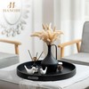Hanobe Ottoman Tray Serving Decor: Round Large Coffee Table Black