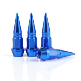 SINGARO Tapones de válvula de vástago de aluminio con pinchos de 45 mm, 4 tapas de vástago de rueda a prueba de polvo para automóviles, SUV, camiones, bicicletas y motocicletas (azul)