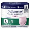 NorthShore GoSupreme Overnight Pull-On Underwear, 8-Hour Leak Protection, Large, 4-Count