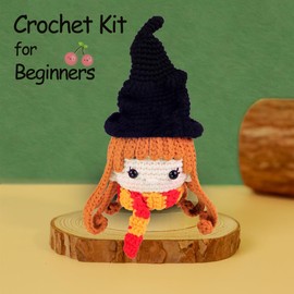 Crochet kit for Beginners,Kawaii PoterGirl Beginner Crochet Kit for Adults,Learn to Knitting Kits for Adults Beginner, Amigurumi Crochet Kits Step-by-Step VideoTutorials, Gift Kids Women Men