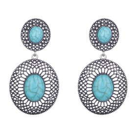 Denifery Turquoise Statement Earrings Turquoise Bohemian Dangle Metal Earrings Teardrop Western Earrings Western Jewelry for Women Girls, Metal, No Gemstone