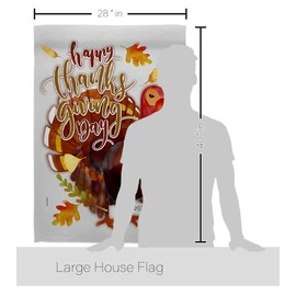 Angeleno Heritage Happy Thanksgiving Turkey House Flag Pack Fall Give Thanks Gobble Pumpkin Season Autumntime Cornucopia Applique Decoration Banner Small Garden Yard Gift Double-Sided, Made in USA