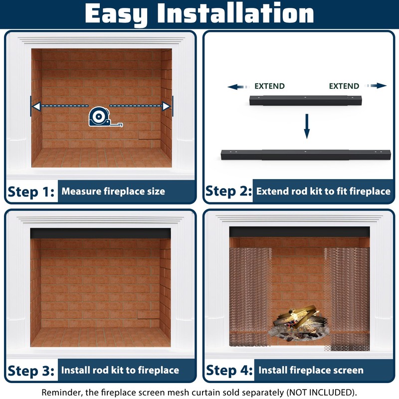 Pearwow Adjustable Curtain Rod & Valance Kit,Easy to Install Curtain