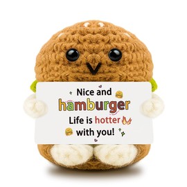AICHPVOY Positive Support Crochet Hamburger Inspirational Gifts Birthday Valentine White Elephant Gifts for Women Men Cute Home Decor Thanksgiving/Christmas Emotional Support Crochet