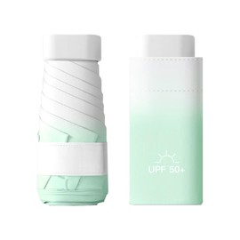 AUSDINAUTO Mini Umbrella Compact Folding Windproof Travel Umbrella for Women/Men - Durable Lightweight Design Fits in Handbag Backpack (Gradient Mint Green)