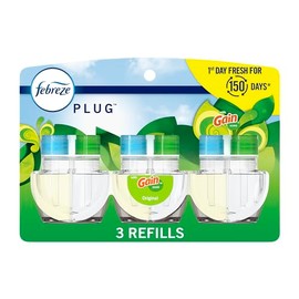 Febreze Plug in ambientador y eliminador de olores, recarga de aceite perfumado, aroma original, 3 unidades