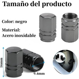 THJOPOKEEL 8 Piezas Tapones de válvula de neumático para automóvil, a Prueba de Polvo, Forma Hexagonal (Negro)